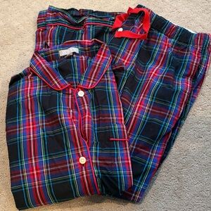 J.Crew Pajama Plaid Pajama Set Long Sleeves and Full Length Pants